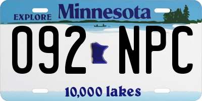 MN license plate 092NPC