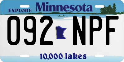 MN license plate 092NPF