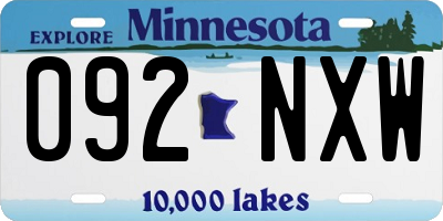 MN license plate 092NXW