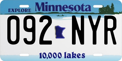 MN license plate 092NYR