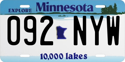 MN license plate 092NYW