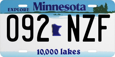 MN license plate 092NZF