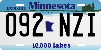 MN license plate 092NZI