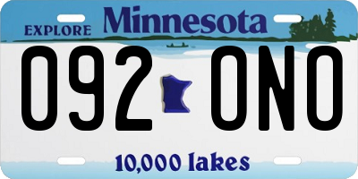 MN license plate 092ONO