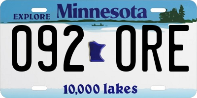 MN license plate 092ORE