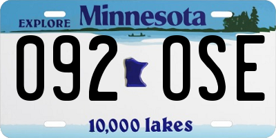 MN license plate 092OSE