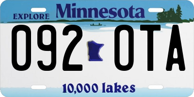 MN license plate 092OTA