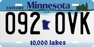 MN license plate 092OVK