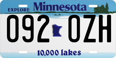 MN license plate 092OZH