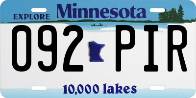 MN license plate 092PIR