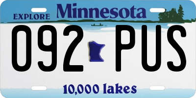 MN license plate 092PUS