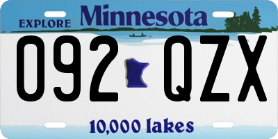 MN license plate 092QZX