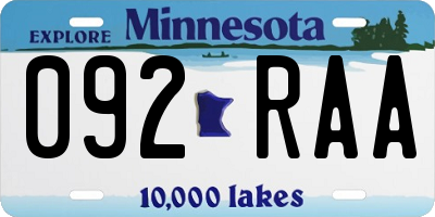 MN license plate 092RAA