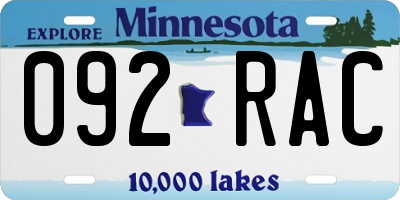 MN license plate 092RAC