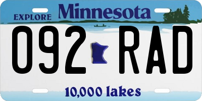 MN license plate 092RAD