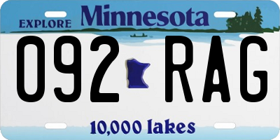 MN license plate 092RAG