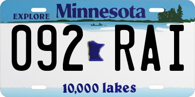 MN license plate 092RAI