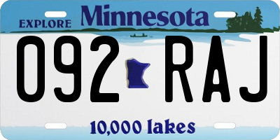 MN license plate 092RAJ