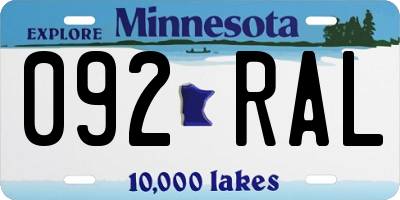MN license plate 092RAL