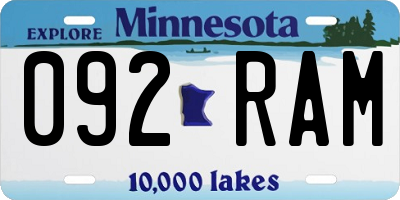 MN license plate 092RAM
