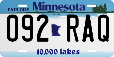 MN license plate 092RAQ