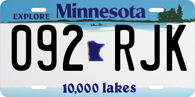 MN license plate 092RJK
