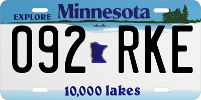 MN license plate 092RKE