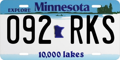 MN license plate 092RKS