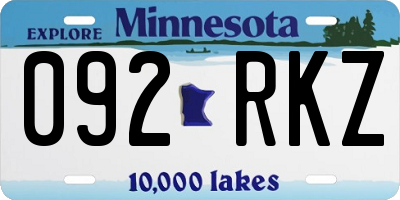 MN license plate 092RKZ