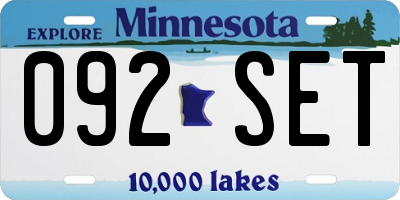 MN license plate 092SET