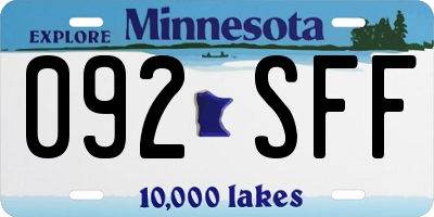 MN license plate 092SFF