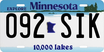 MN license plate 092SIK
