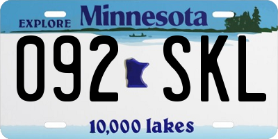 MN license plate 092SKL