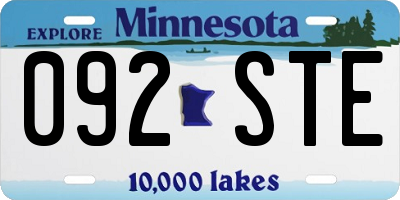 MN license plate 092STE