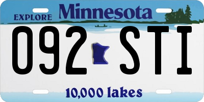 MN license plate 092STI