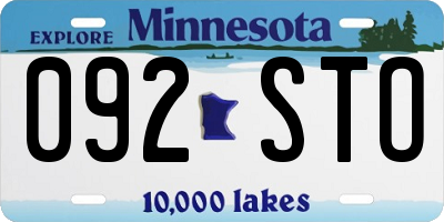 MN license plate 092STO