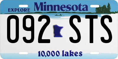 MN license plate 092STS