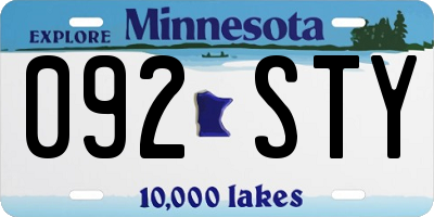 MN license plate 092STY