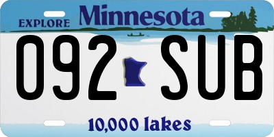 MN license plate 092SUB