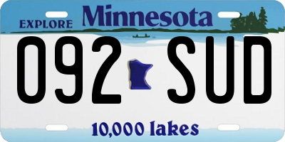 MN license plate 092SUD