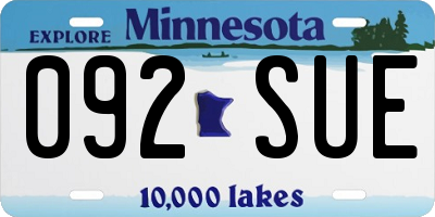 MN license plate 092SUE