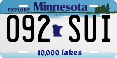 MN license plate 092SUI