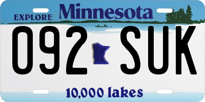MN license plate 092SUK