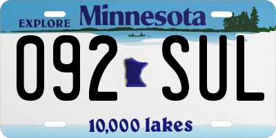MN license plate 092SUL