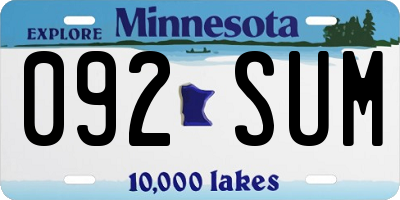 MN license plate 092SUM