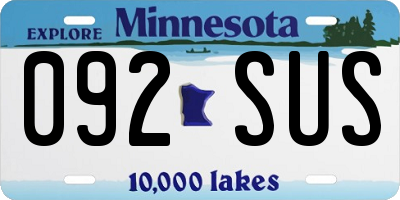 MN license plate 092SUS