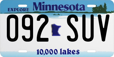 MN license plate 092SUV