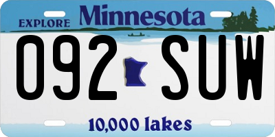 MN license plate 092SUW
