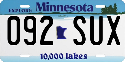 MN license plate 092SUX