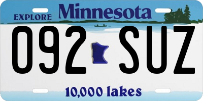 MN license plate 092SUZ